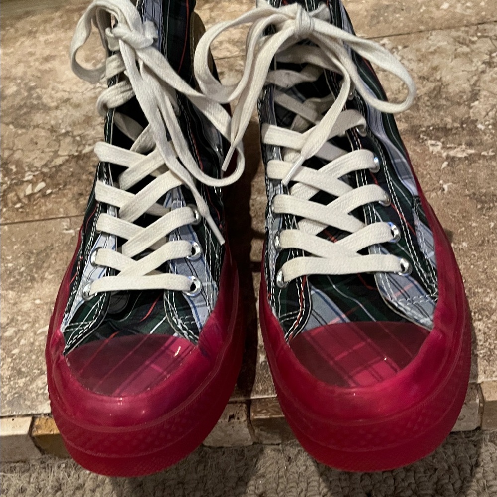 Converse Chuck Taylor All Star 70 Hi Plaid Translucent Midsole red sneakers - Picture 5 of 6